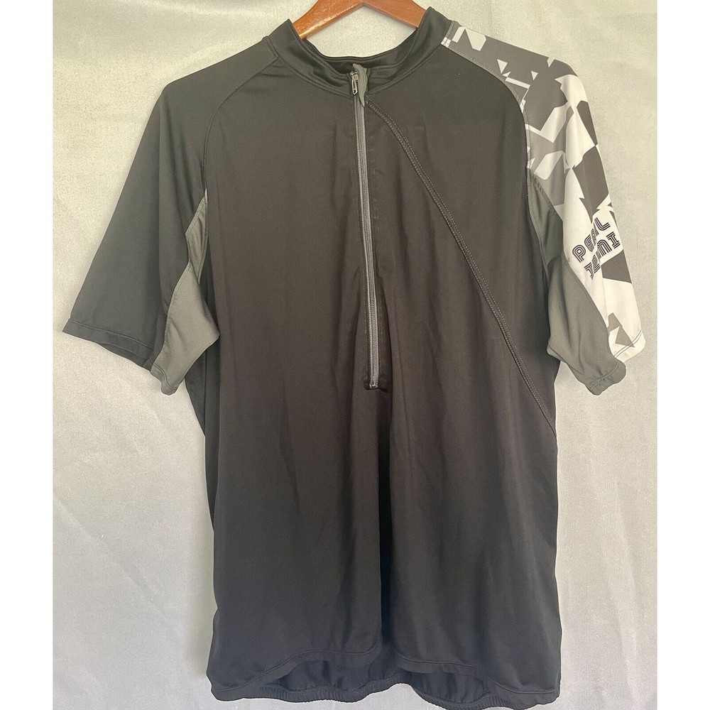 VTG Pearl Izumi Cycling Shirt Black Gray 2012~ Mens X Large 1/2 Zip Short Sleeve